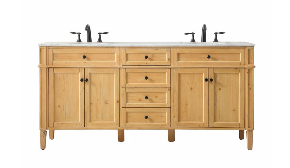 72 Inch Double Bathroom Vanity in Natural Wood