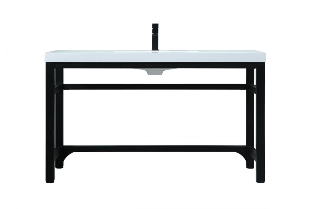 54 Inch Ada Compliant Single Bathroom Metal Vanity in Black