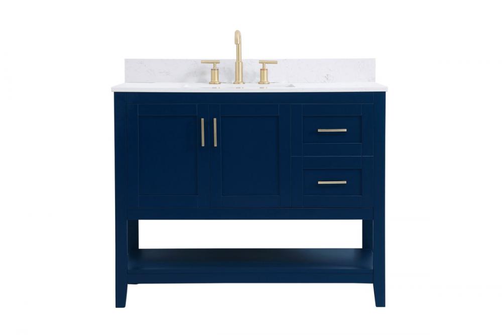 42 Inch Single Bathroom Vanity in Blue with Backsplash