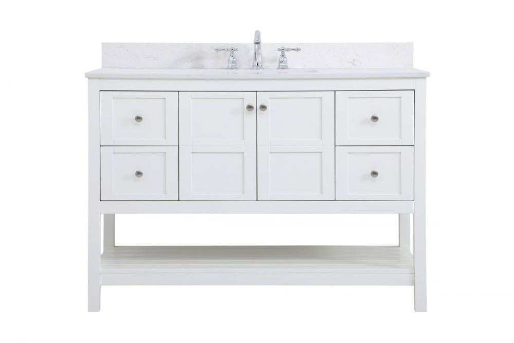 48 Inch Single Bathroom Vanity in White with Backsplash