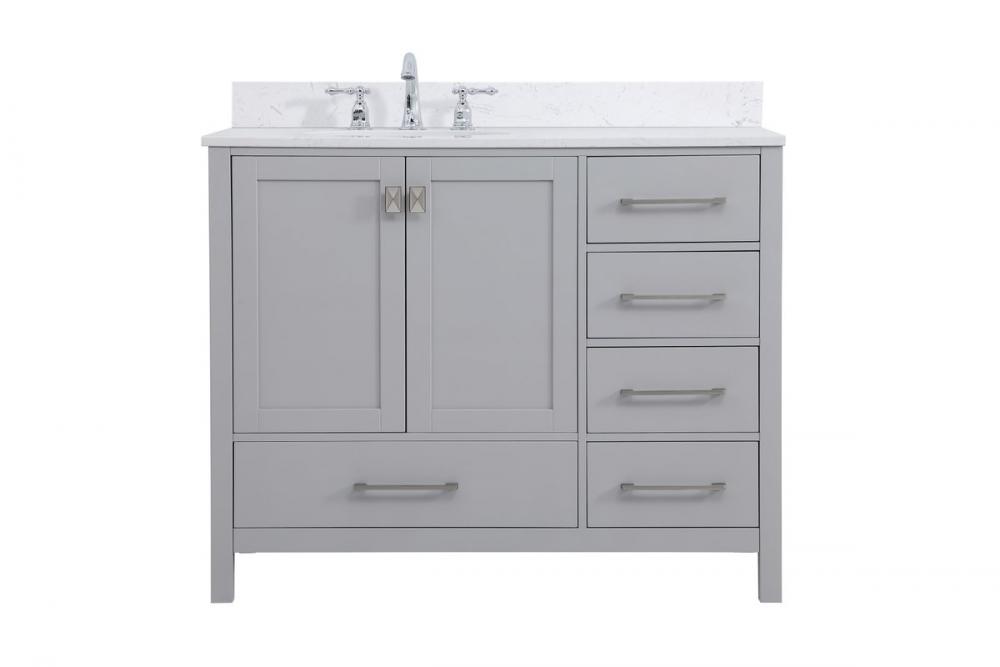 42 Inch Single Bathroom Vanity in Gray with Backsplash