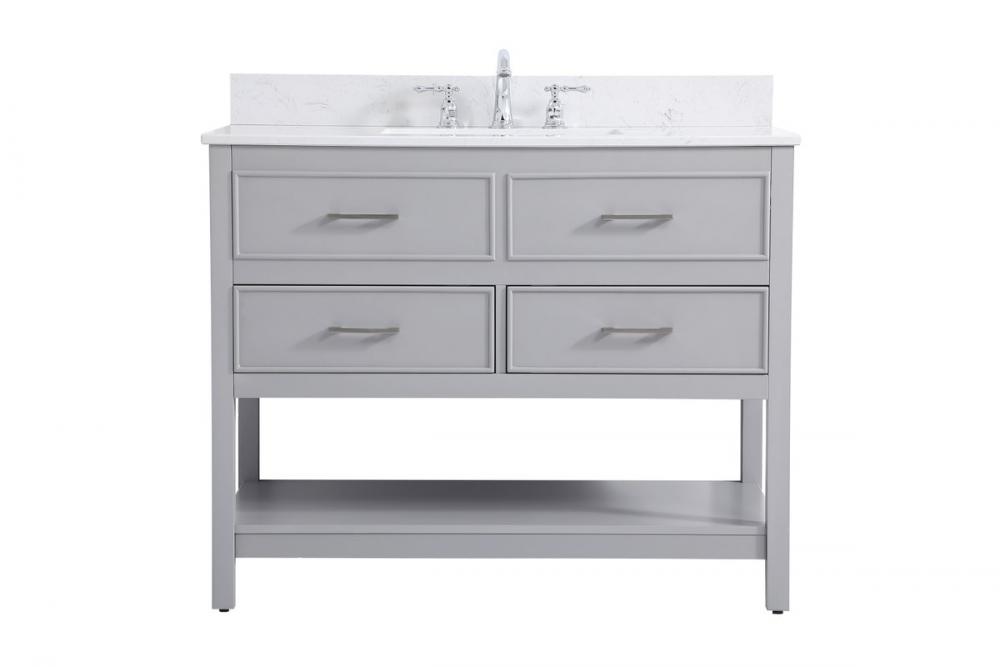 42 Inch Single Bathroom Vanity in Gray with Backsplash