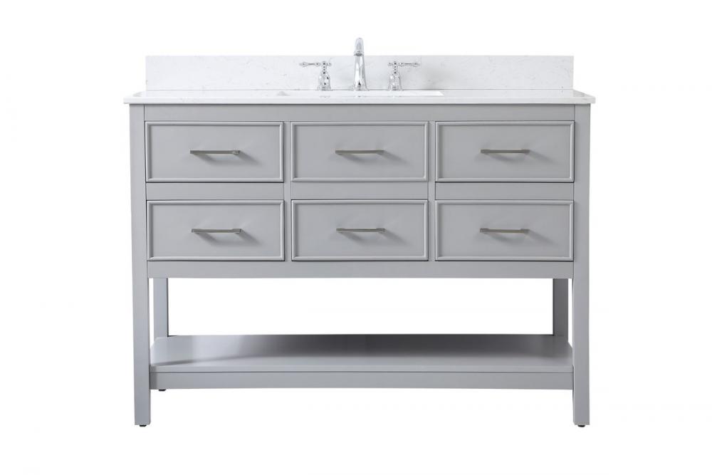 48 Inch Single Bathroom Vanity in Gray with Backsplash