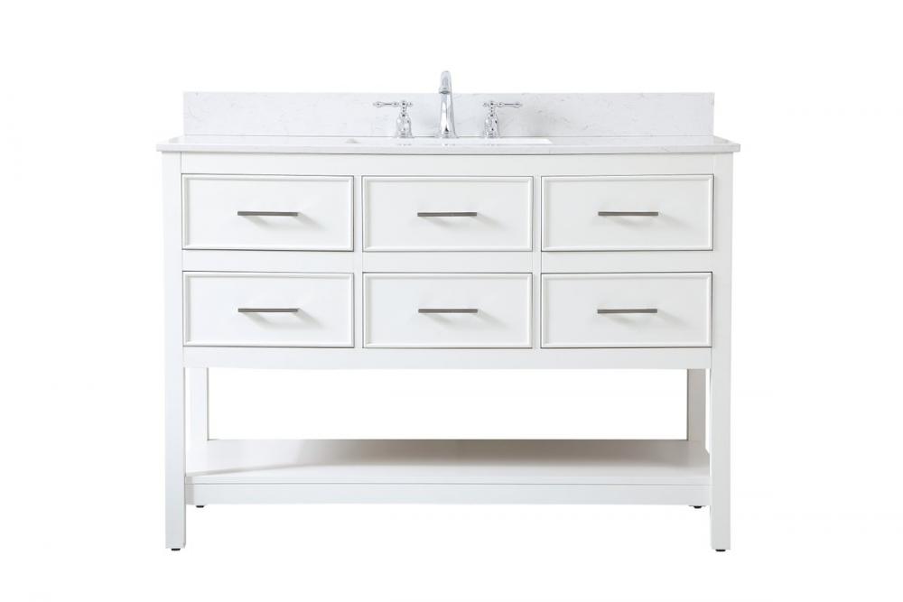 48 Inch Single Bathroom Vanity in White with Backsplash