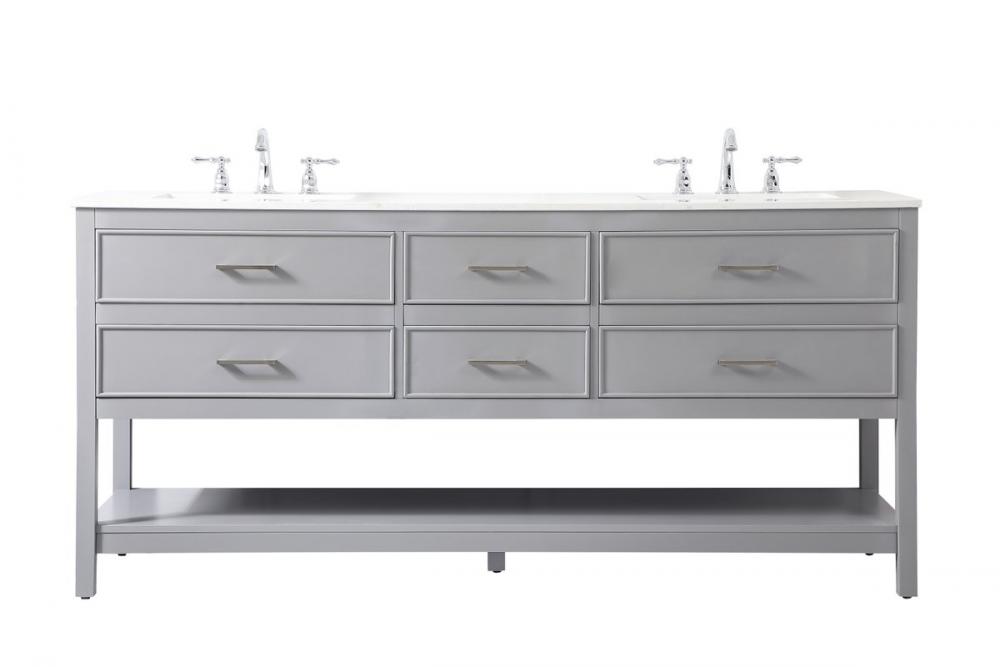 72 Inch Double Bathroom Vanity in Gray