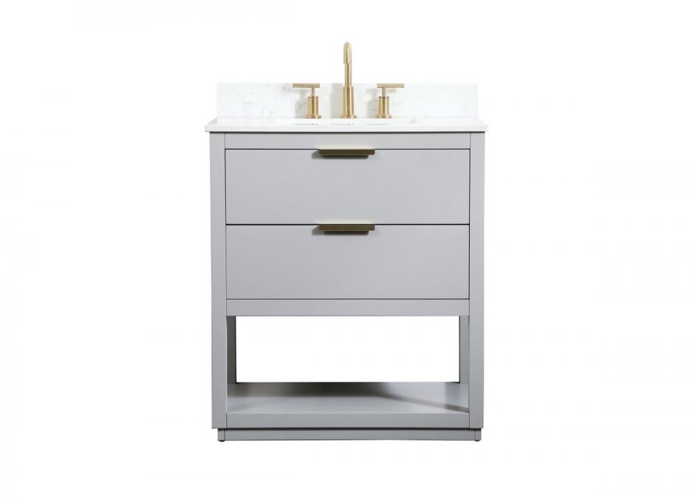 30 Inch Single Bathroom Vanity in Grey with Backsplash