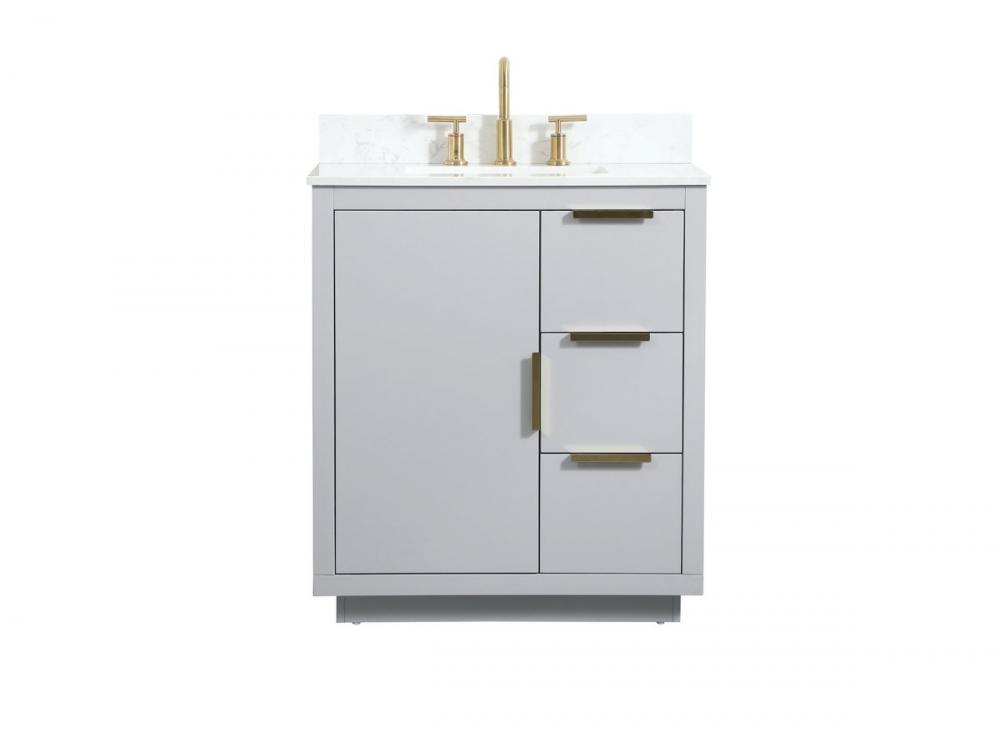 30 Inch Single Bathroom Vanity in Grey with Backsplash