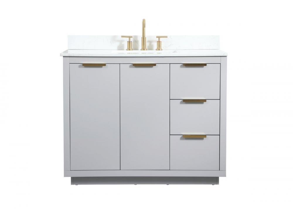 42 Inch Single Bathroom Vanity in Grey with Backsplash