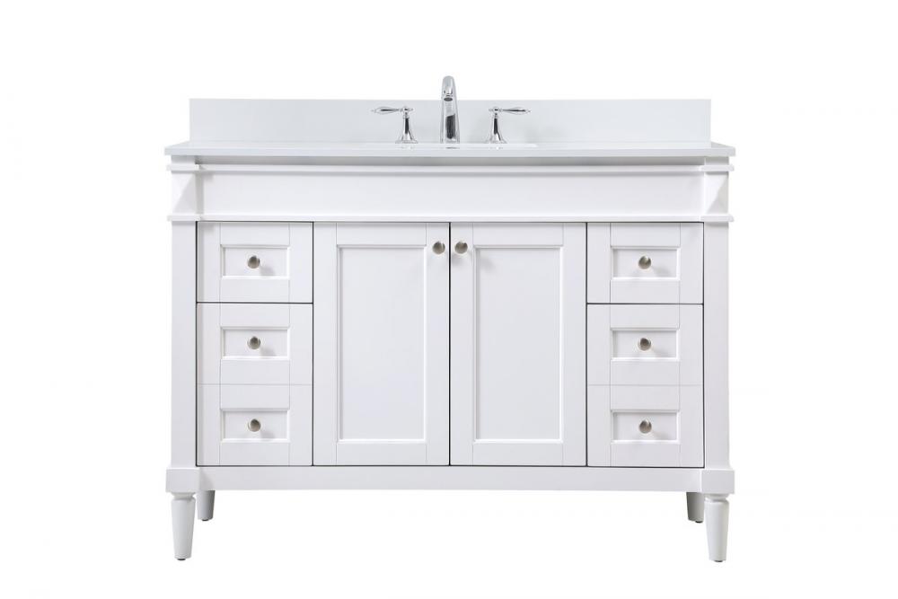 48 Inch Single Bathroom Vanity in White with Backsplash