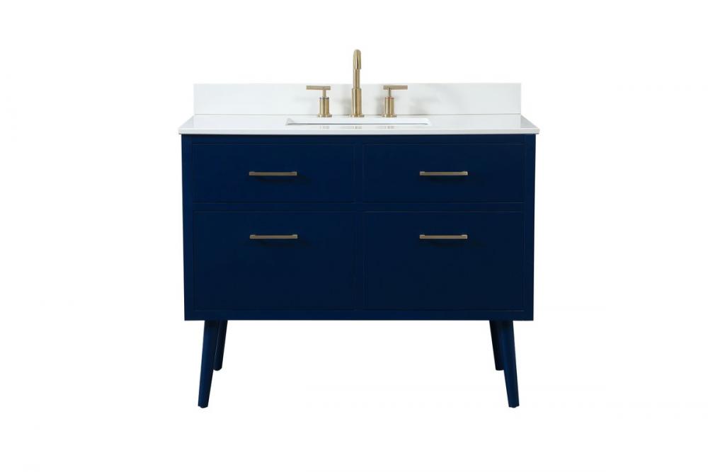 42 Inch Bathroom Vanity in Blue with Backsplash