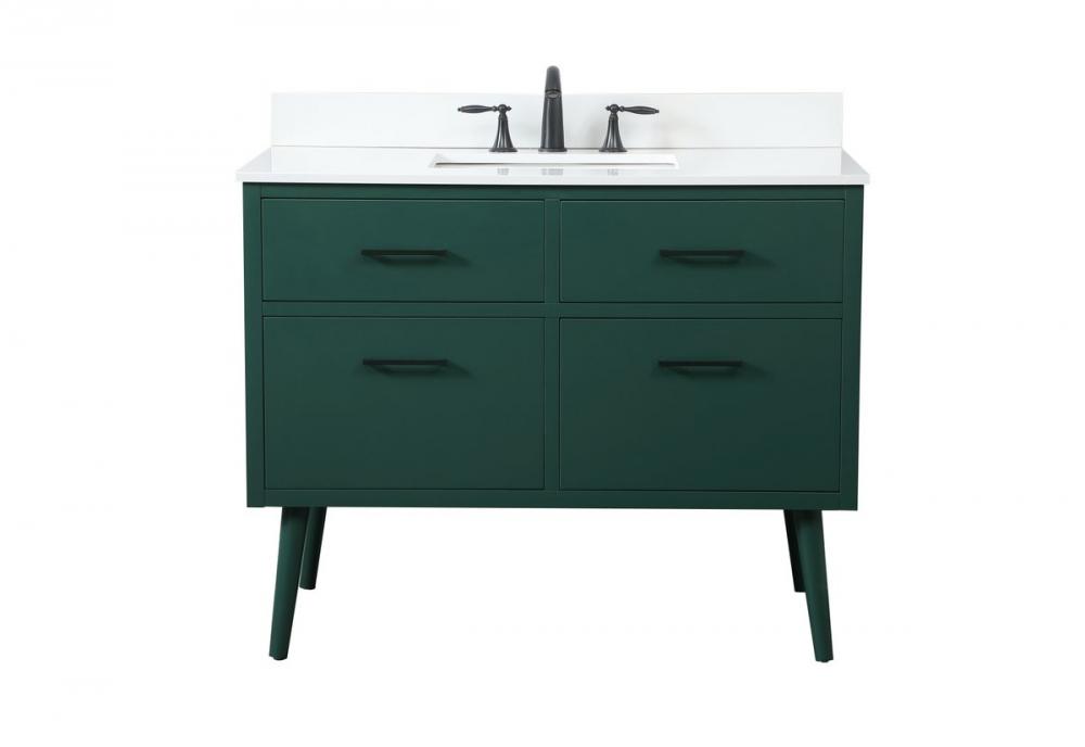 42 Inch Bathroom Vanity in Green with Backsplash