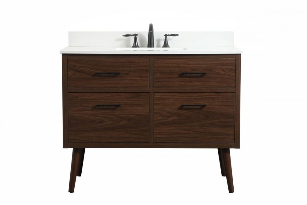 42 Inch Single Bathroom Vanity in Walnut with Backsplash