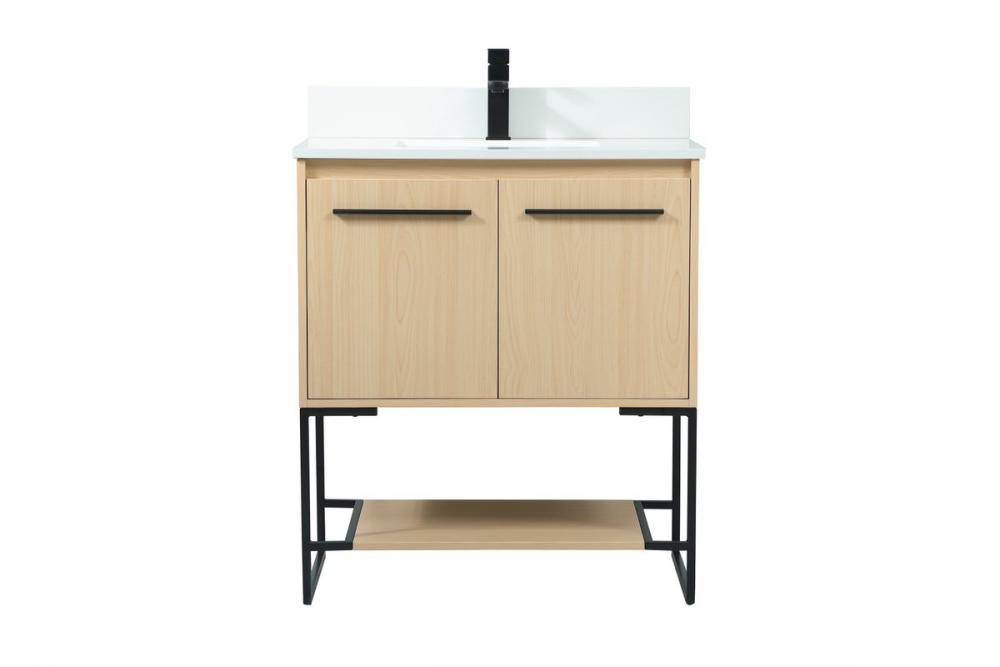 30 Inch Single Bathroom Vanity in Maple with Backsplash