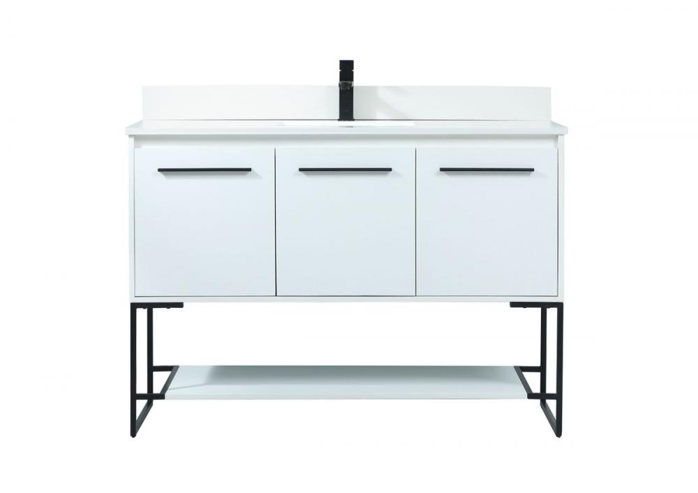 48 Inch Single Bathroom Vanity in White with Backsplash