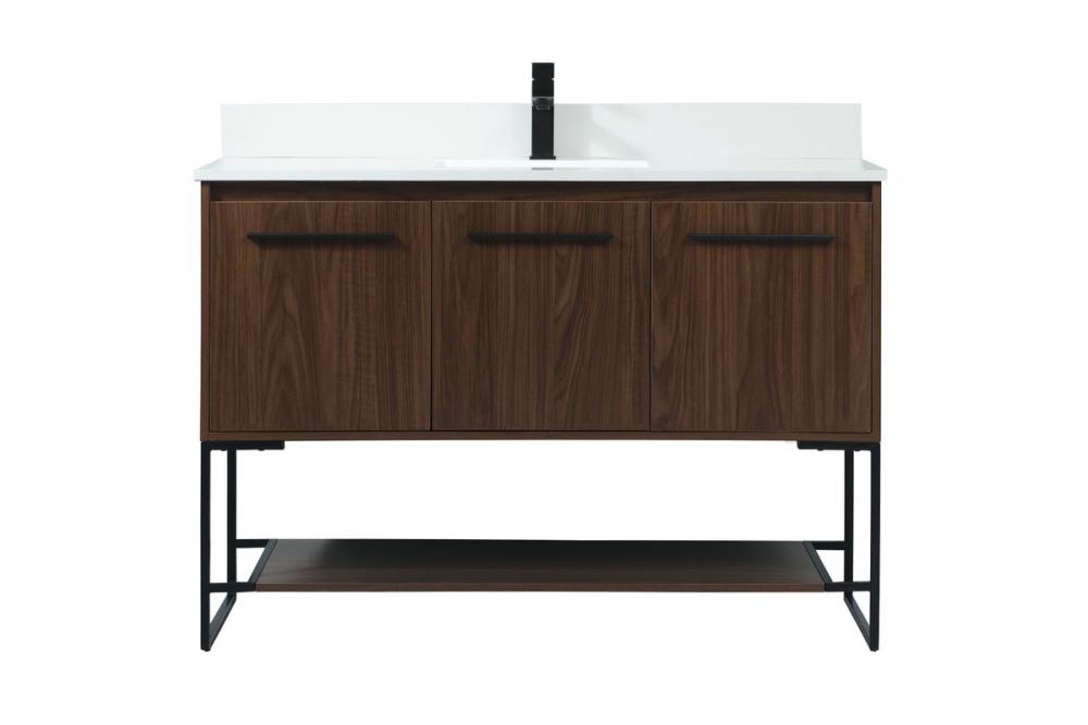 48 Inch Single Bathroom Vanity in Walnut with Backsplash