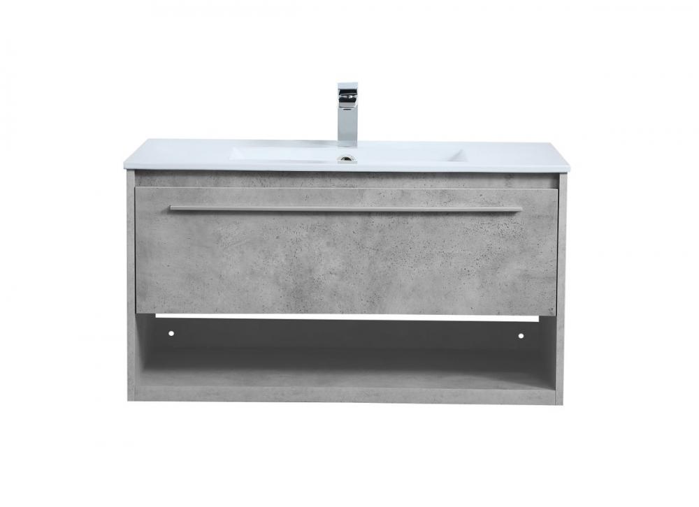 36 Inch Single Bathroom Floating Vanity in Concrete Grey