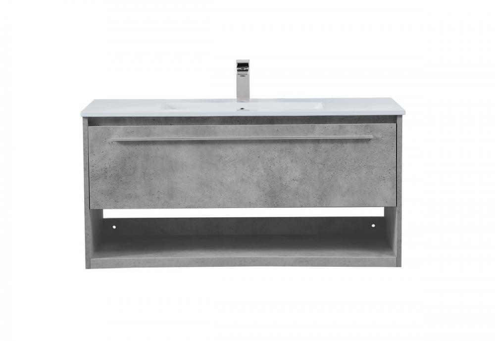 40 Inch Single Bathroom Floating Vanity in Concrete Grey