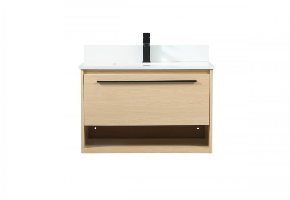 30 Inch Single Bathroom Vanity in Maple with Backsplash