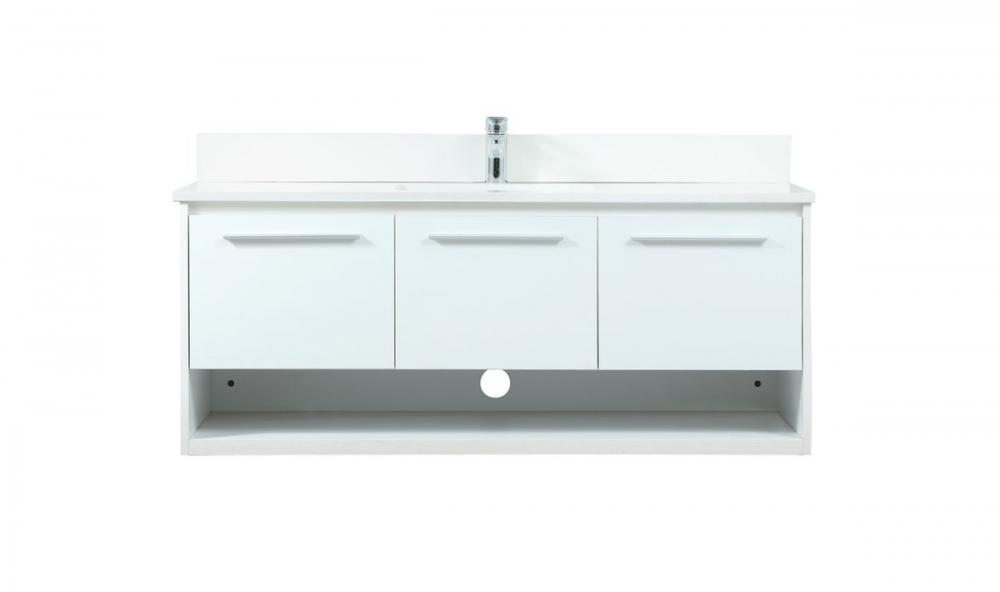 48 Inch Single Bathroom Vanity in White with Backsplash