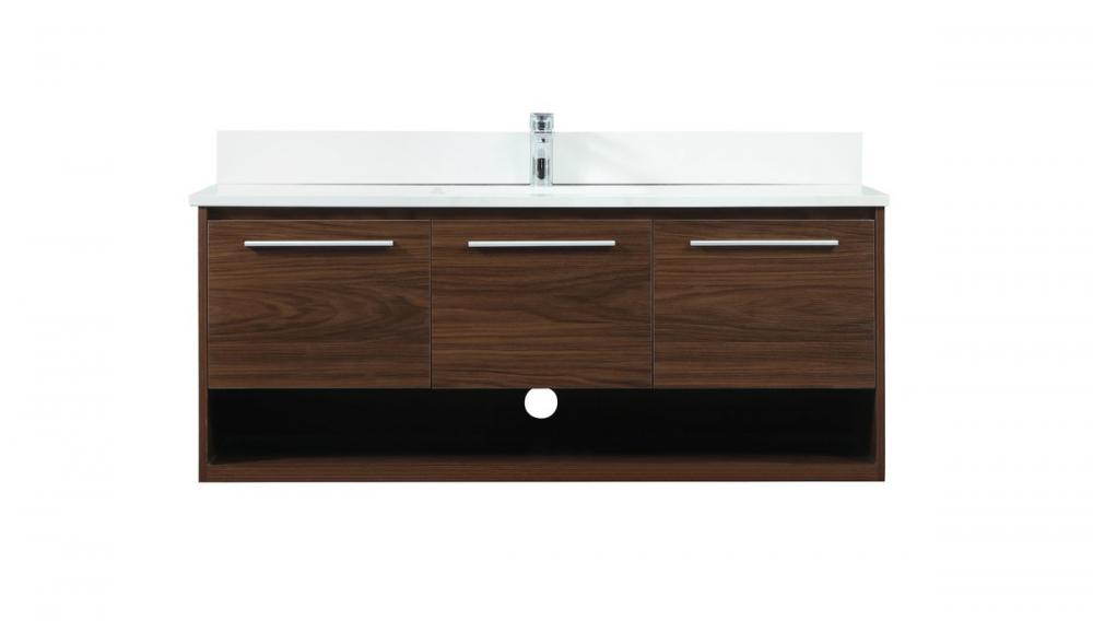 48 Inch Single Bathroom Vanity in Walnut with Backsplash