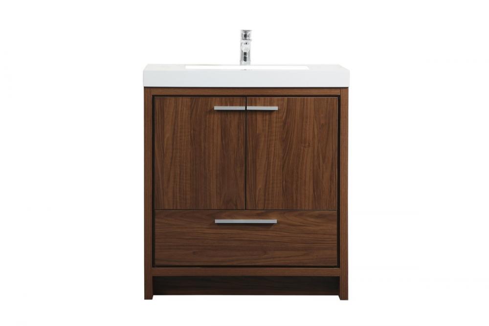 30 Inch Single Bathroom Vanity in Walnut