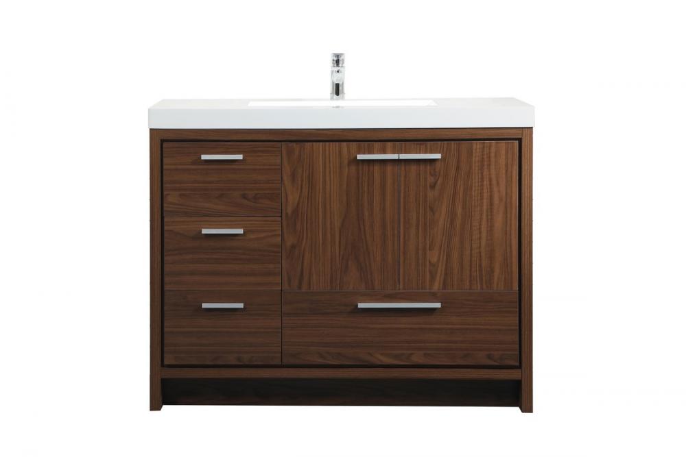 42 Inch Single Bathroom Vanity in Walnut