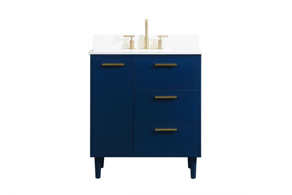 30 inch bathroom vanity in Blue with backsplash