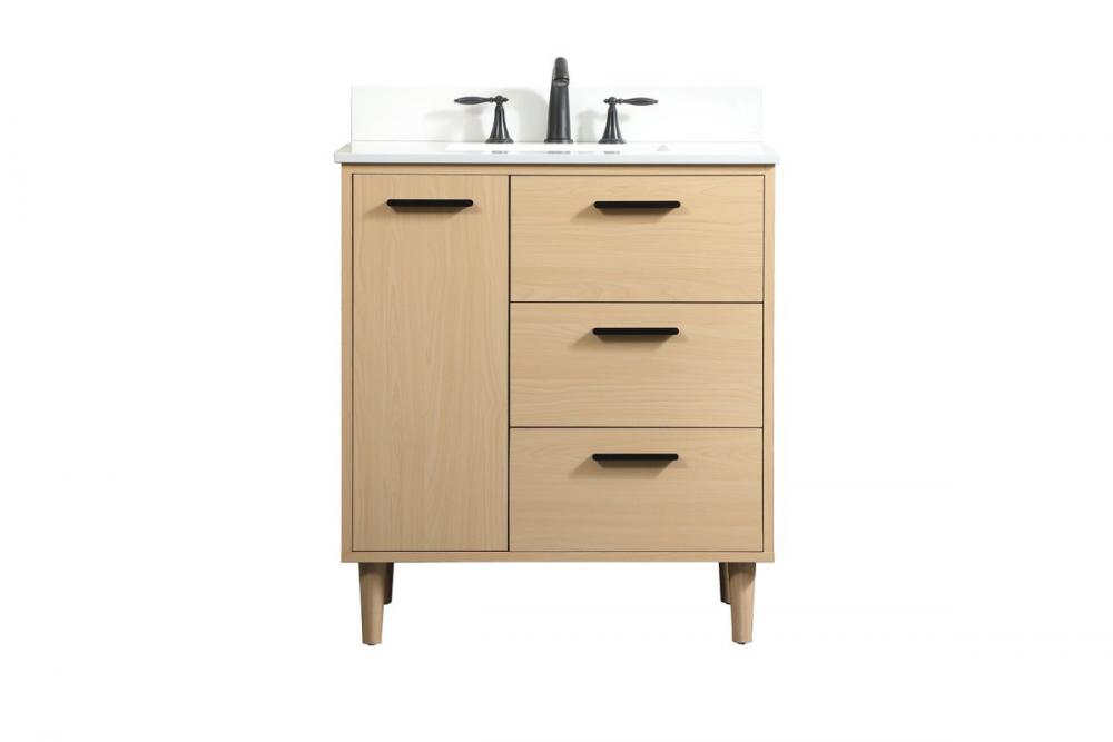 30 inch bathroom vanity in Maple with backsplash