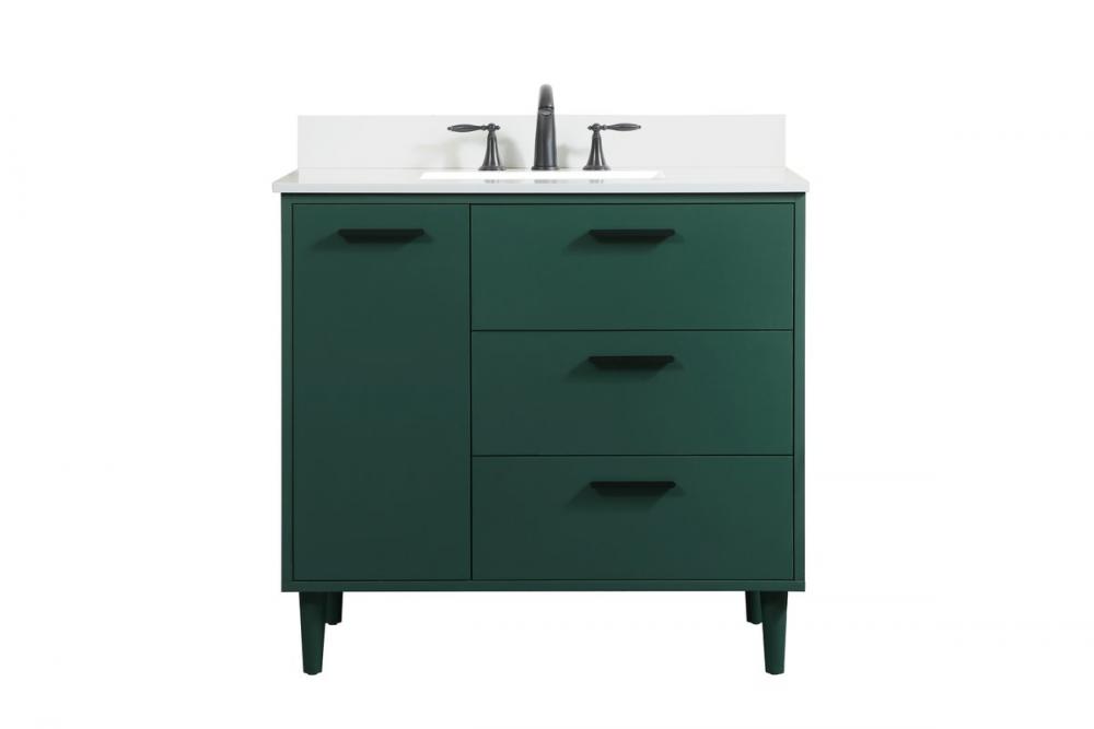 36 inch bathroom vanity in Green with backsplash