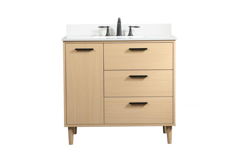 36 inch bathroom vanity in Maple with backsplash