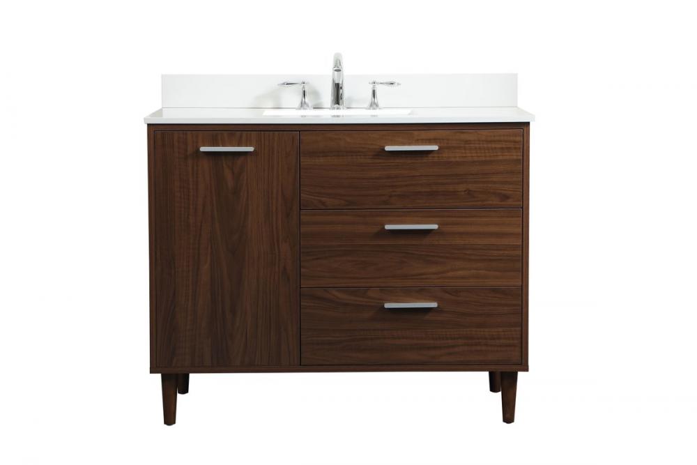 42 Inch Bathroom Vanity in Walnut with Backsplash