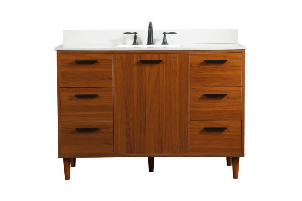 48 Inch Bathroom Vanity in Teak with Backsplash