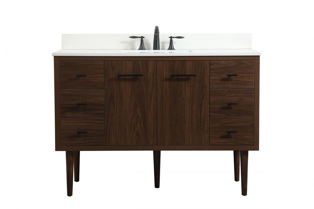 48 Inch Single Bathroom Vanity in Walnut with Backsplash