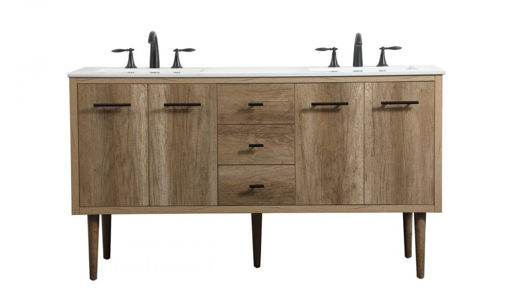 60 Inch Single Bathroom Vanity in Natural Oak