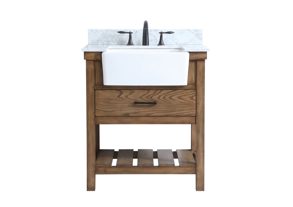 30 Inch Single Bathroom Vanity in Driftwood with Backsplash