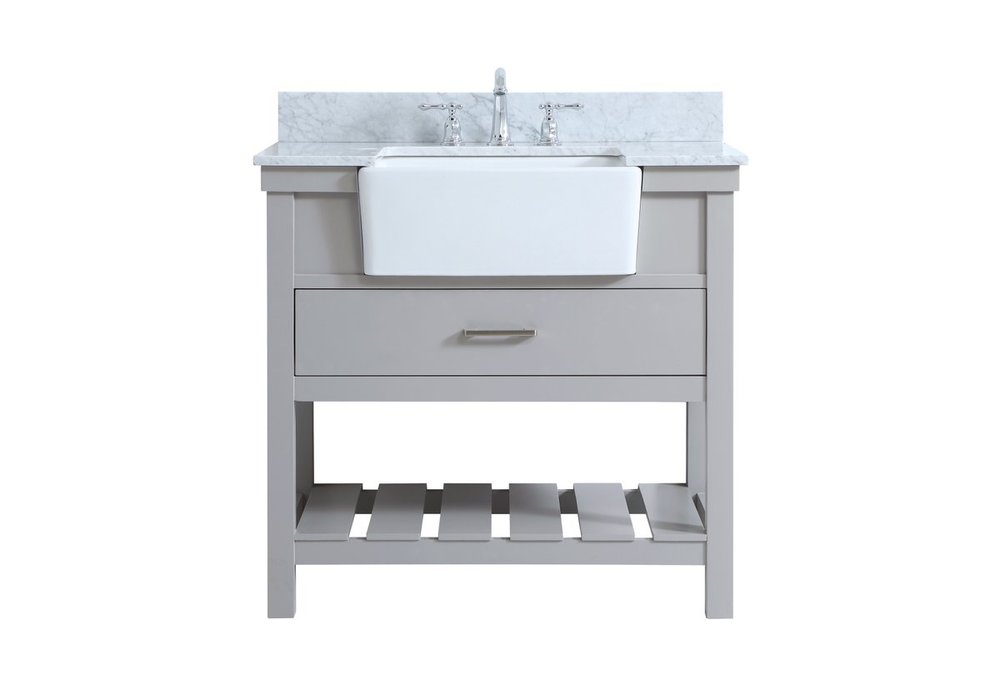 36 Inch Single Bathroom Vanity in Grey with Backsplash