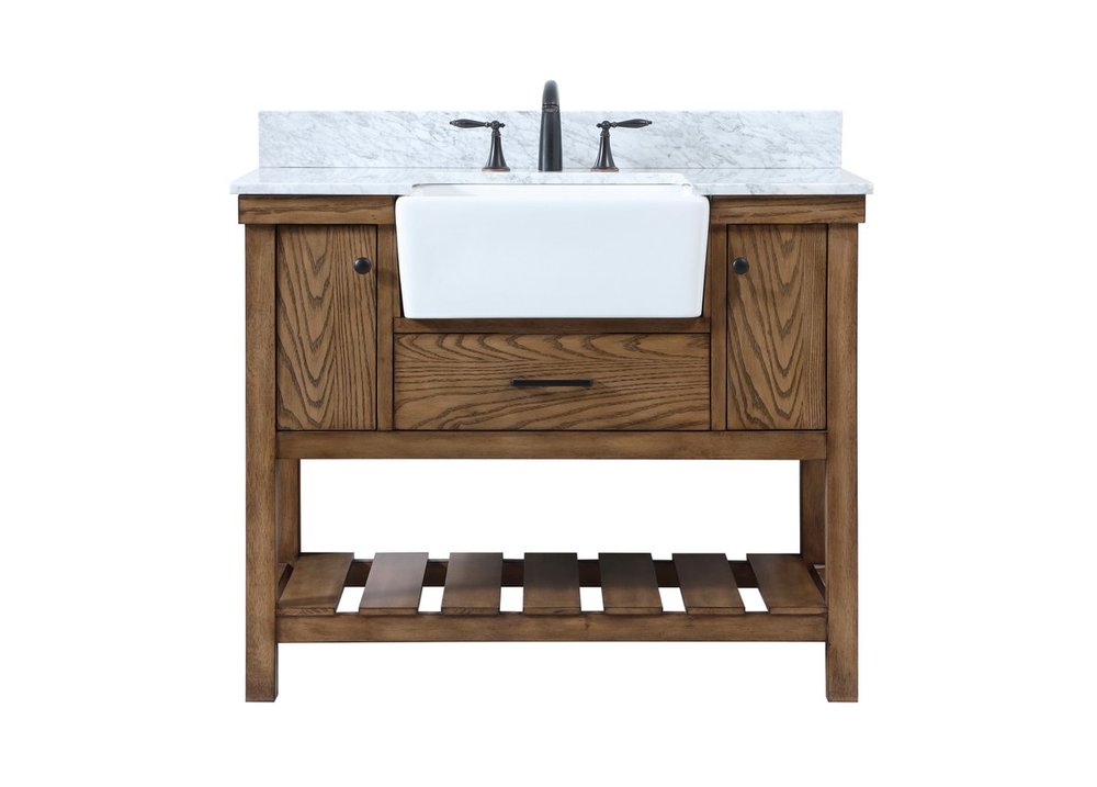 42 Inch Single Bathroom Vanity in Driftwood with Backsplash