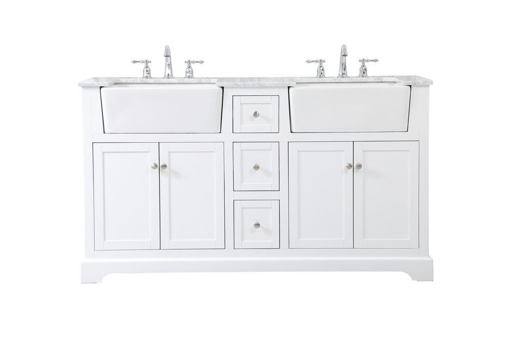 60 Inch Double Bathroom Vanity in White