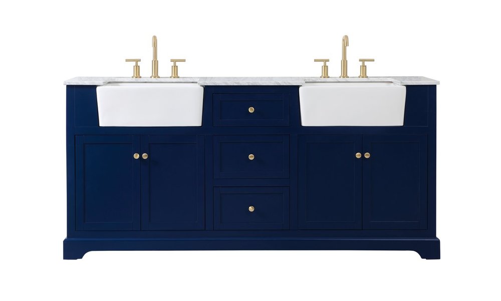 72 Inch Double Bathroom Vanity in Blue