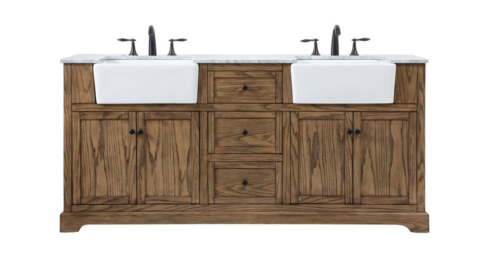 72 Inch Double Bathroom Vanity in Driftwood