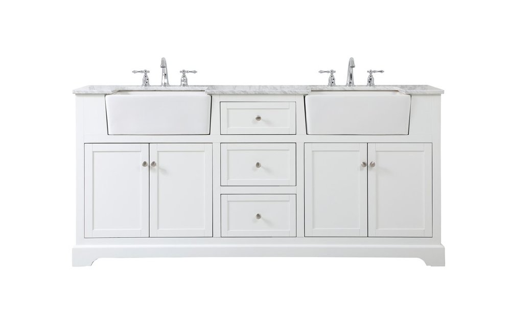 72 Inch Double Bathroom Vanity in White