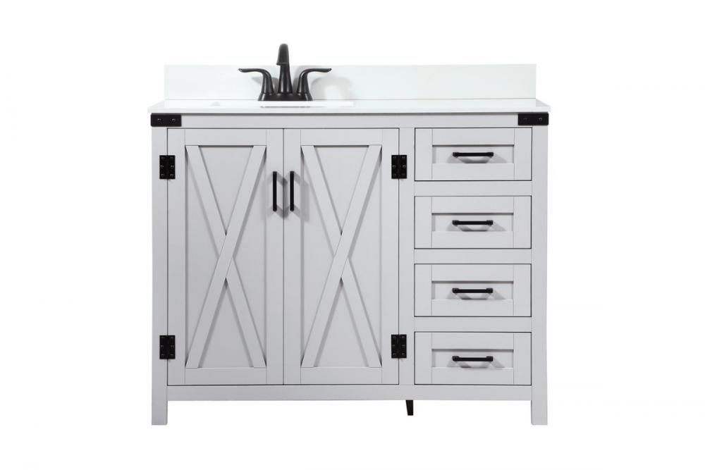 42 Inch Single Bathroom Vanity in Grey with Backsplash