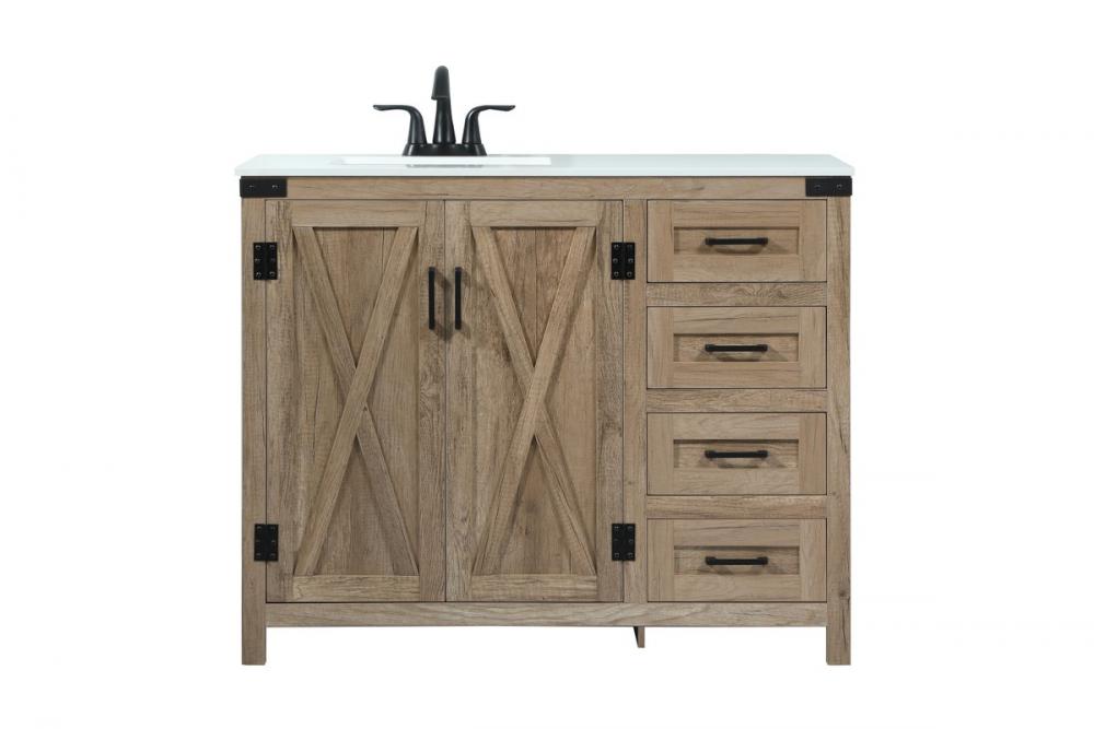 42 Inch Single Bathroom Vanity in Natural Oak