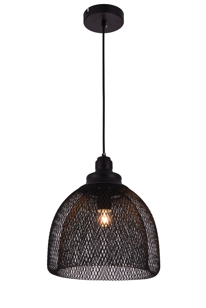 Warren Collection Pendant D11in H12.5in Lt:1 Black Finish