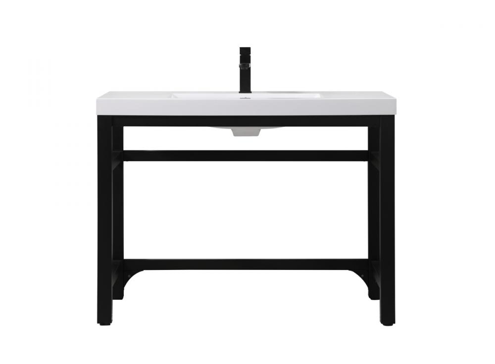 42 Inch Ada Compliant Single Bathroom Metal Vanity in Black