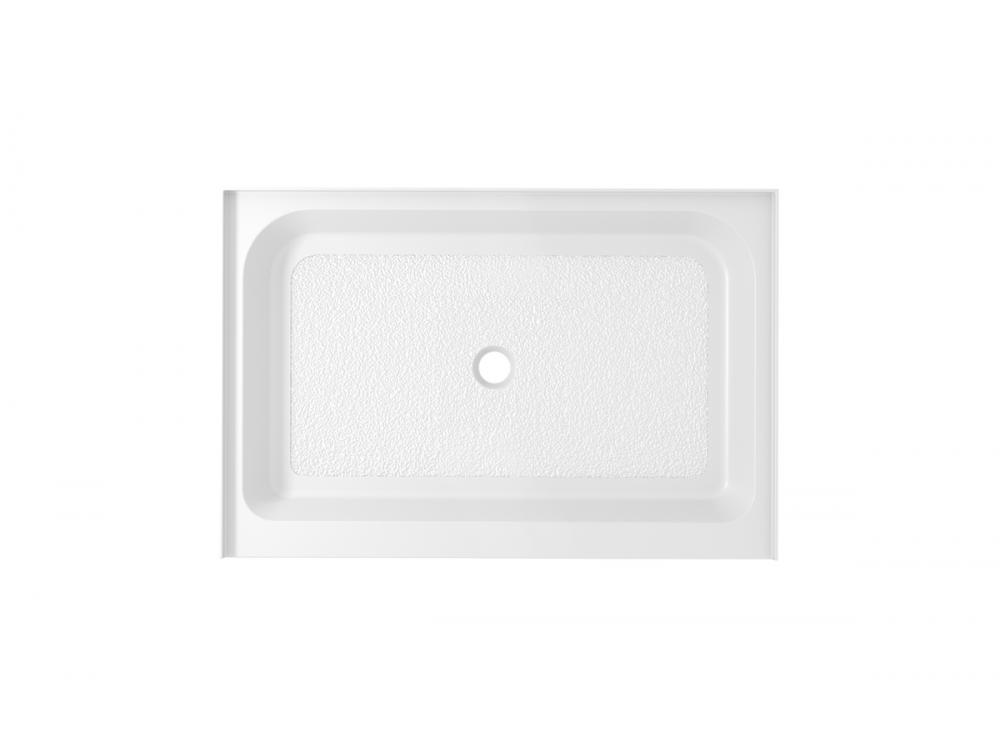 48x36 Inch Single Threshold Shower Tray Center Drain in Glossy White