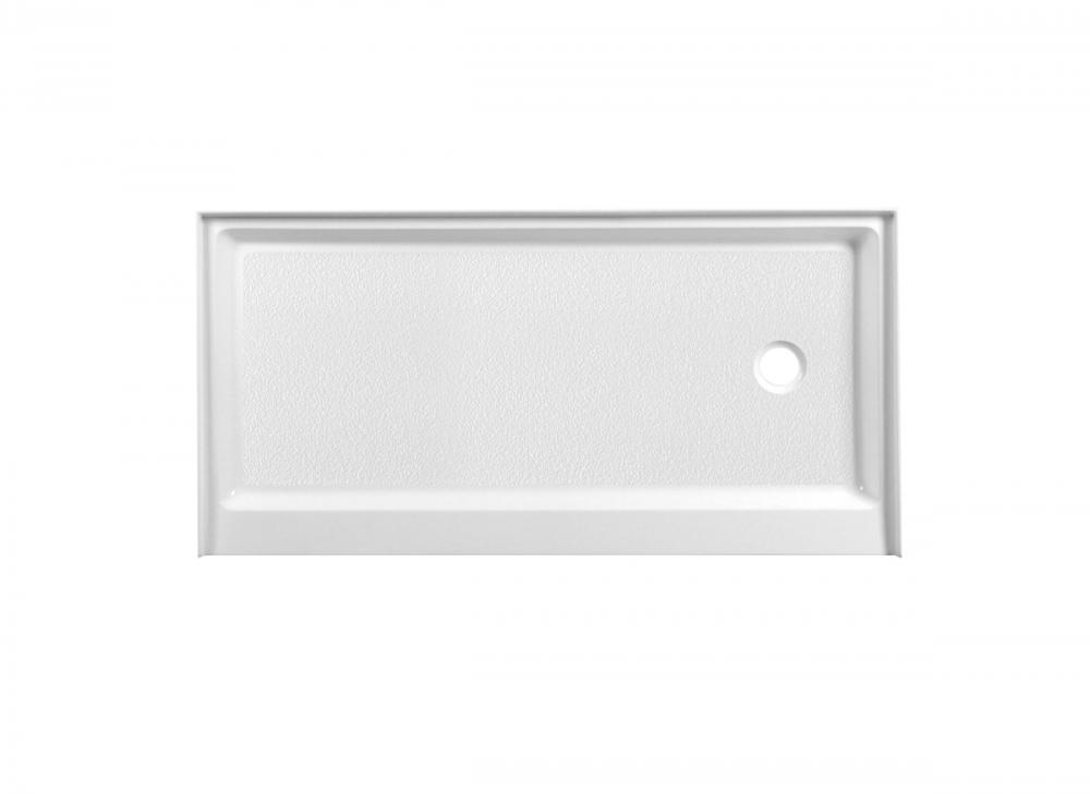 60x30 Inch Single Threshold Shower Tray Right Drain in Glossy White