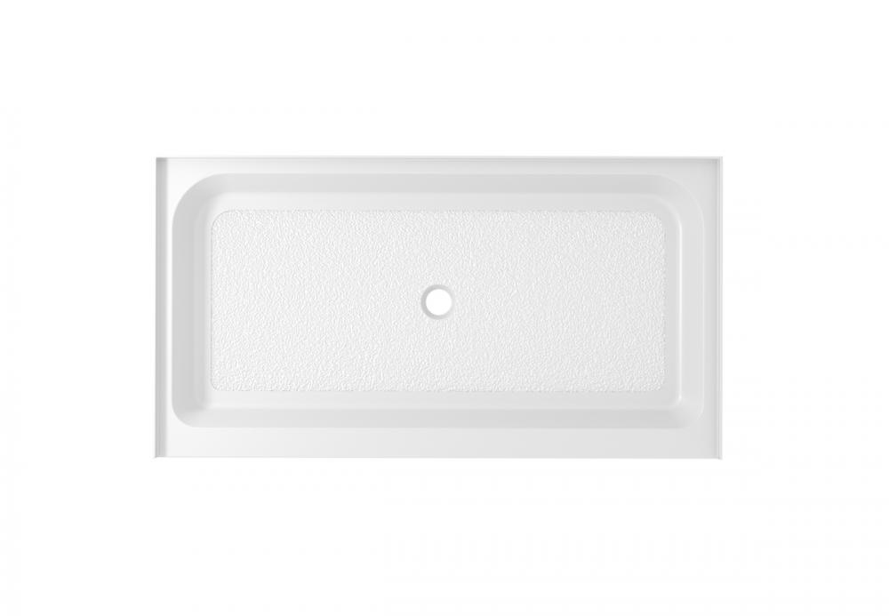 60x36 Inch Single Threshold Shower Tray Center Drain in Glossy White