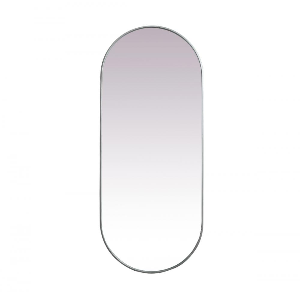 Metal Frame Oval Mirror 30x72 Inch in Silver