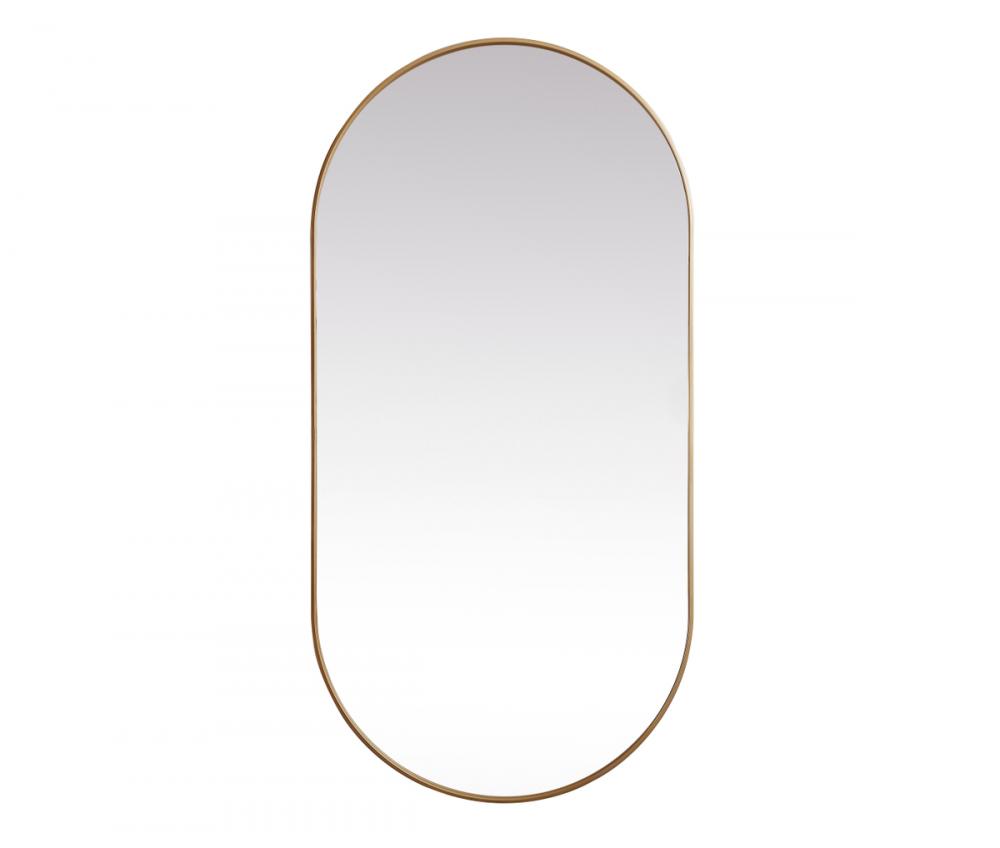 Metal Frame Oval Mirror 36x72 Inch in Brass